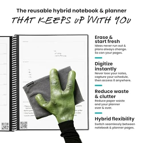 Rocketbook Fusion Hybrid Reusable Planner Notebook, Executive 6x8.8, Black | Plan, Digitize, Erase, Re-Plan thumbnail 4