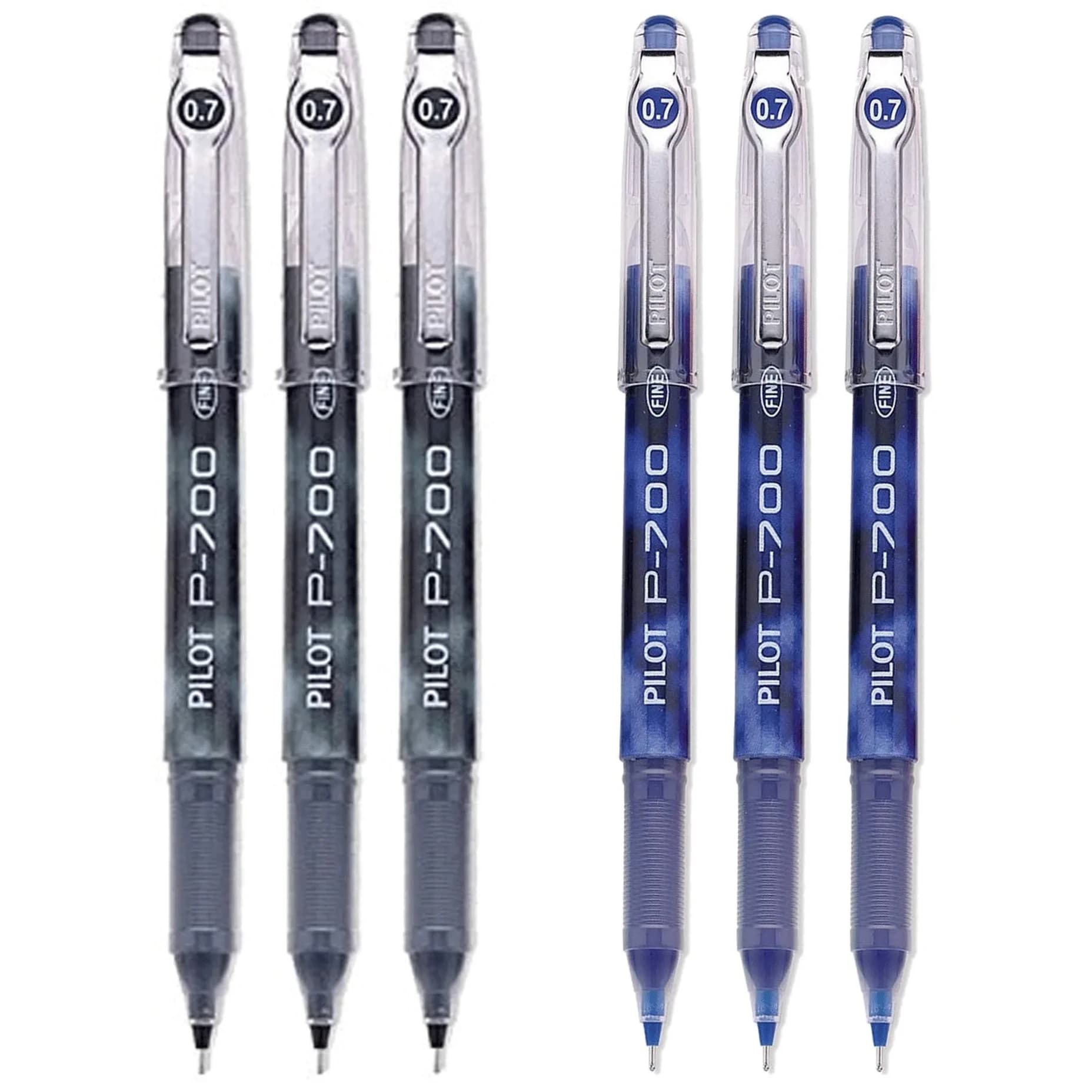PILOT P-700 Rollerball Stick Gel Pen 6 Pack | Smooth Writing, Smear-Proof Gel Ink — Black/Blue