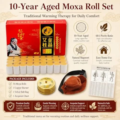 Uloveido 10-Years Purity 60:1 Ratio Moxibustion Rolls & Copper Mugwort Burner, 54 Rolls (18x27mm) | Traditional Acupuncture Aid thumbnail 9