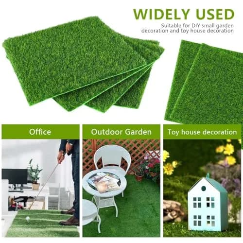 KISEER Miniature Artificial Craft Grass 6 Pack 6x6 Inches | Realistic Green Lawn for Fairy Gardens & DIY Decor thumbnail 4