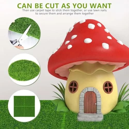 KISEER Miniature Artificial Craft Grass 6 Pack 6x6 Inches | Realistic Green Lawn for Fairy Gardens & DIY Decor thumbnail 5