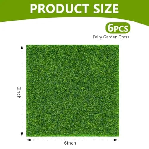 KISEER Miniature Artificial Craft Grass 6 Pack 6x6 Inches | Realistic Green Lawn for Fairy Gardens & DIY Decor thumbnail 2