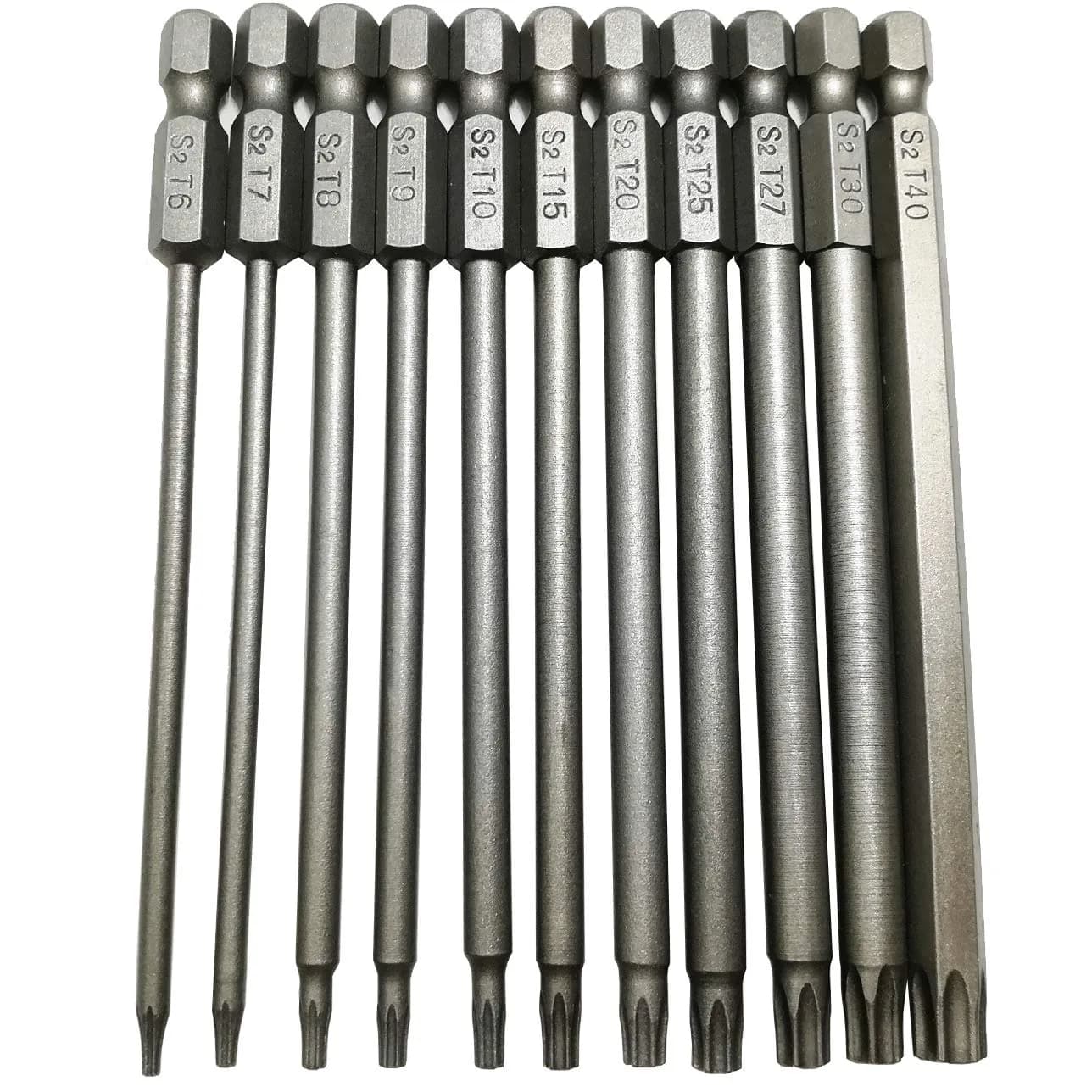 YDLQWCZ Long Torx Security Head Screwdriver Drill Set 1/4 Inch Hex Shank 11 Pieces 4 Inch Length | Durable S2 Steel Bits