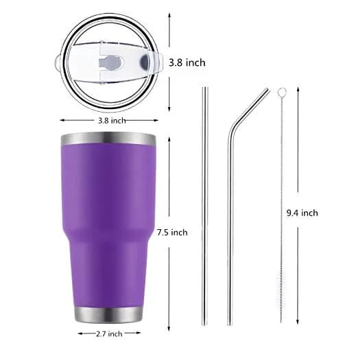 D·S 30oz Purple Tumbler Double Wall Vacuum Insulated Travel Coffee Mug | Fits Most Cup Holders thumbnail 3