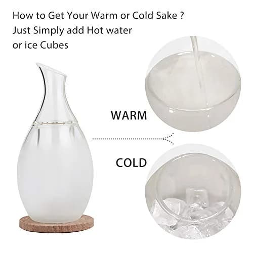ZENS Sake Set with 6 Sake Cups, 250ml (8.5 Fl Oz) Borosilicate Glass | Modern Water-Drop Design thumbnail 5