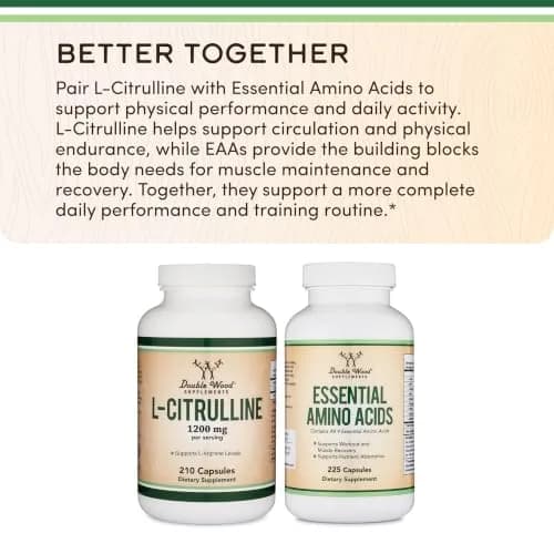 Double Wood Supplements L-Citrulline 1,200mg Capsules | Nitric Oxide for Circulation & Pump, 210 Count (Pack of 1) thumbnail 5