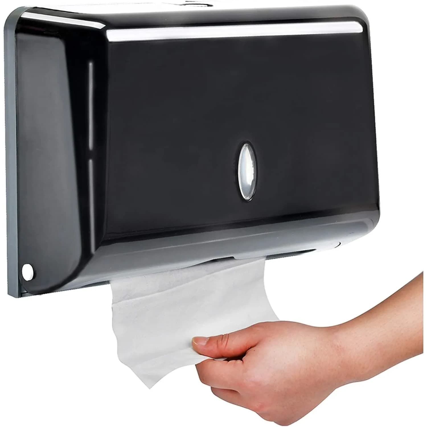 AIFUSI Black Paper Towel Dispenser | Wall Mount C-Fold/Multifold Holder for Bathroom, Kitchen (200 Sheet Capacity) - main product image