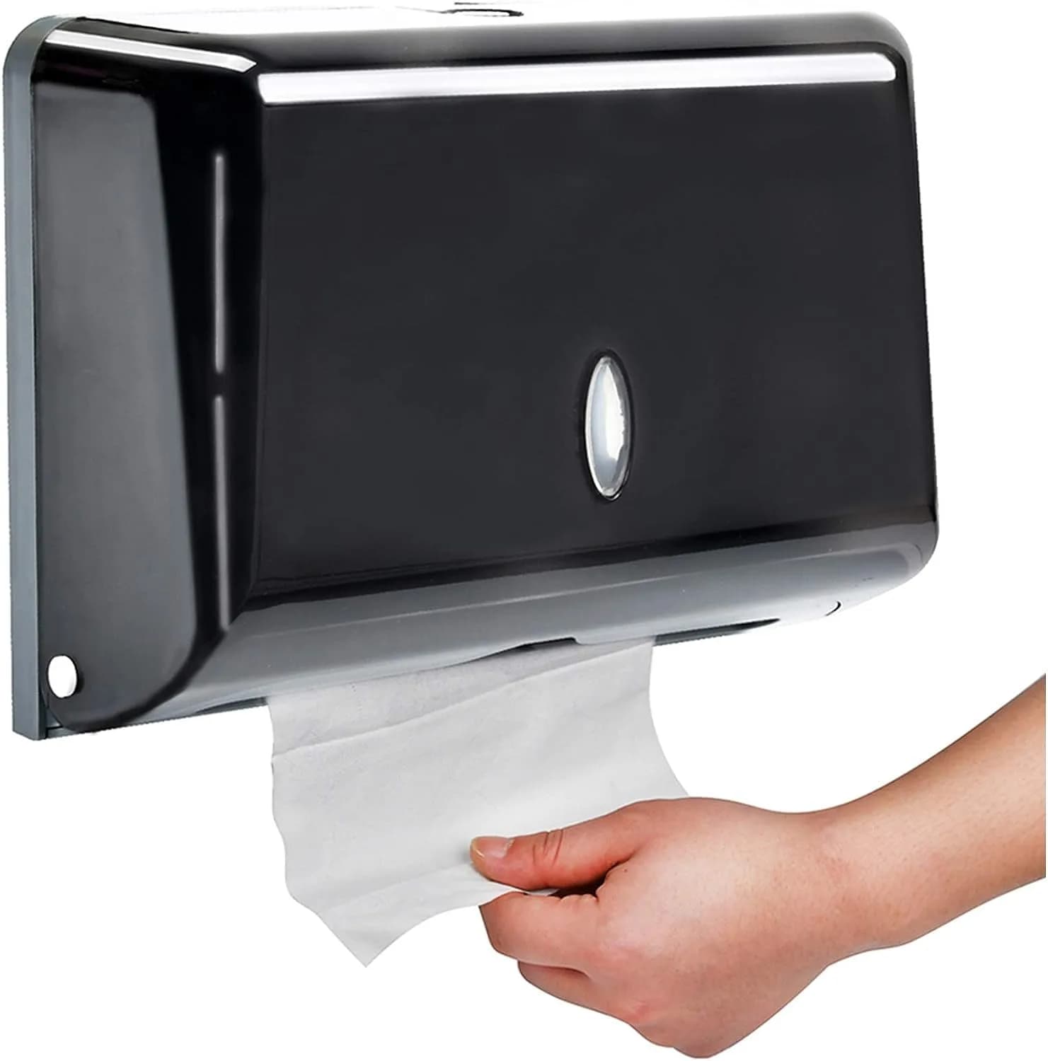 AIFUSI Black Paper Towel Dispenser | Wall Mount C-Fold/Multifold Holder for Bathroom, Kitchen (200 Sheet Capacity) — Black