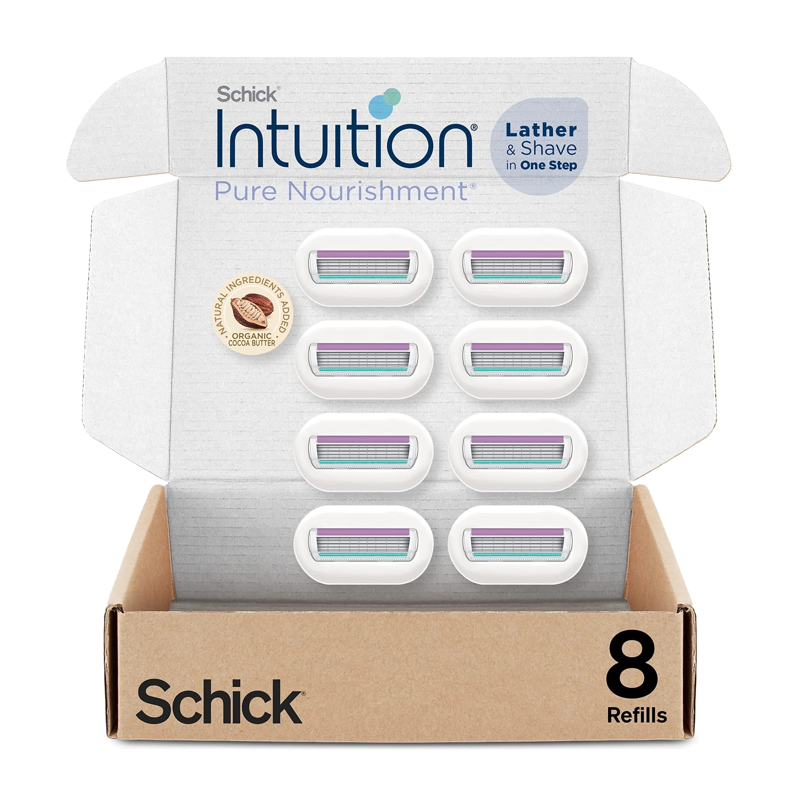 INTUITION Organic Razor Refill, 8 Count | Moisturizing Cocoa Butter for Women - main product image