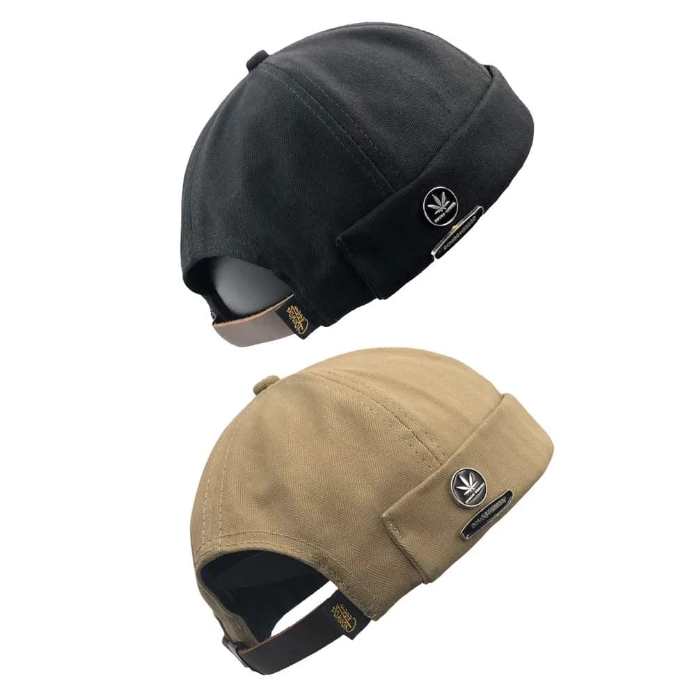 jerague 2 Piece Brimless Docker Cap Adjustable Leather Buckle | Casual Unisex Style - main product image