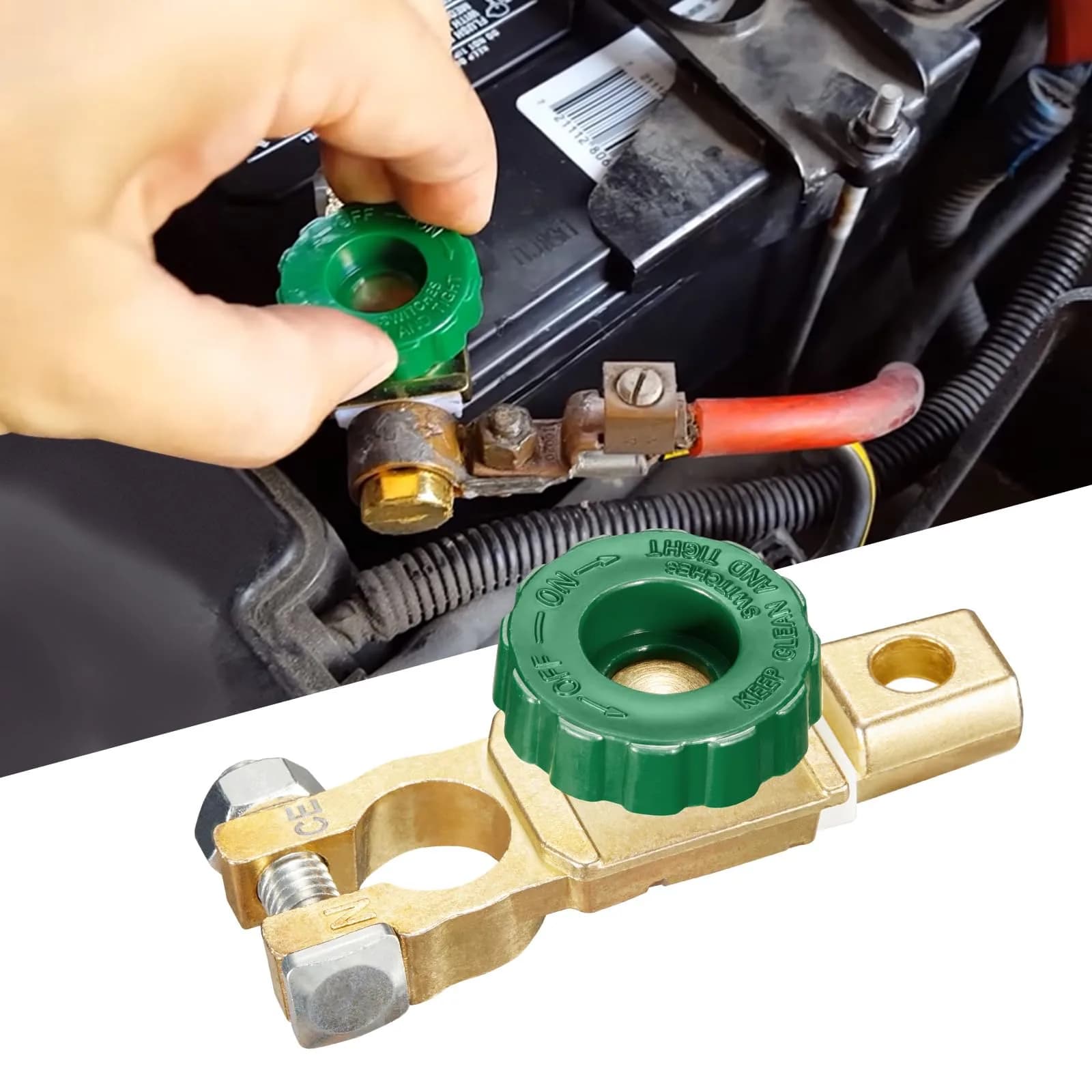 Spurtar Green 2-Piece Battery Disconnect Switch for Cars, Boats, RVs - 12V 125A thumbnail 2