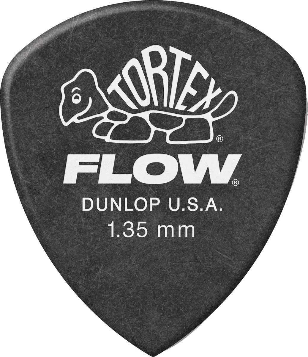 Jim Dunlop Tortex Flow Guitar Picks 1.35mm (72 Pack) | Precision Attack & Superior Grip — Black