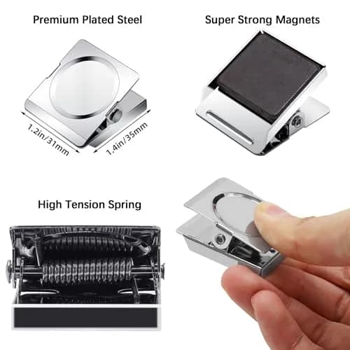 Thimmamma Heavy Duty Magnetic Paper Clip Clamp 1.2 Inch | Strong Stainless Steel Office & School Organizer thumbnail 2