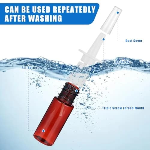 ARTIBETTER 15ml Refillable Nasal Spray Bottle Amber Plastic | Compact Leakproof Mist for Travel & Personal Care thumbnail 5
