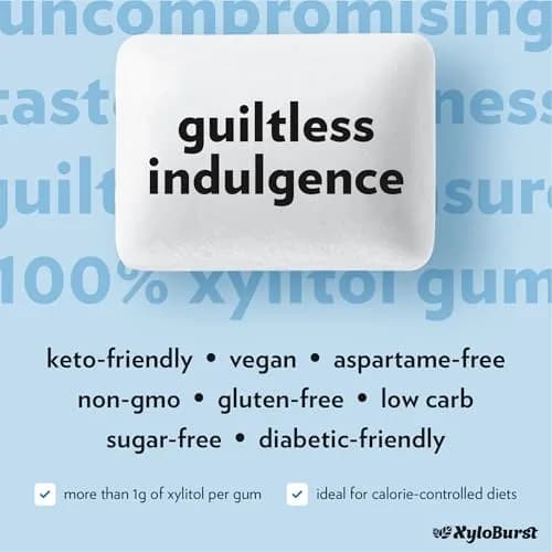 XyloBurst Peppermint Xylitol Chewing Gum 300 Pieces (100 Count Jar, Pack of 3) | Sugar-Free, Gluten-Free, Keto Friendly thumbnail 4
