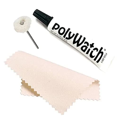 Polywatch Plastic Watch Cleaning Kit – 5ml Watch Polish for Plastic, Acrylic & Hesalite Crystals – Includes Buffing String & Polishing Cloth thumbnail 1