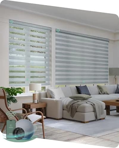 Yoolax Motorized Zebra Blinds with Remote | Room Darkening Smart Blinds for Windows (110"W x 118"H) thumbnail 1