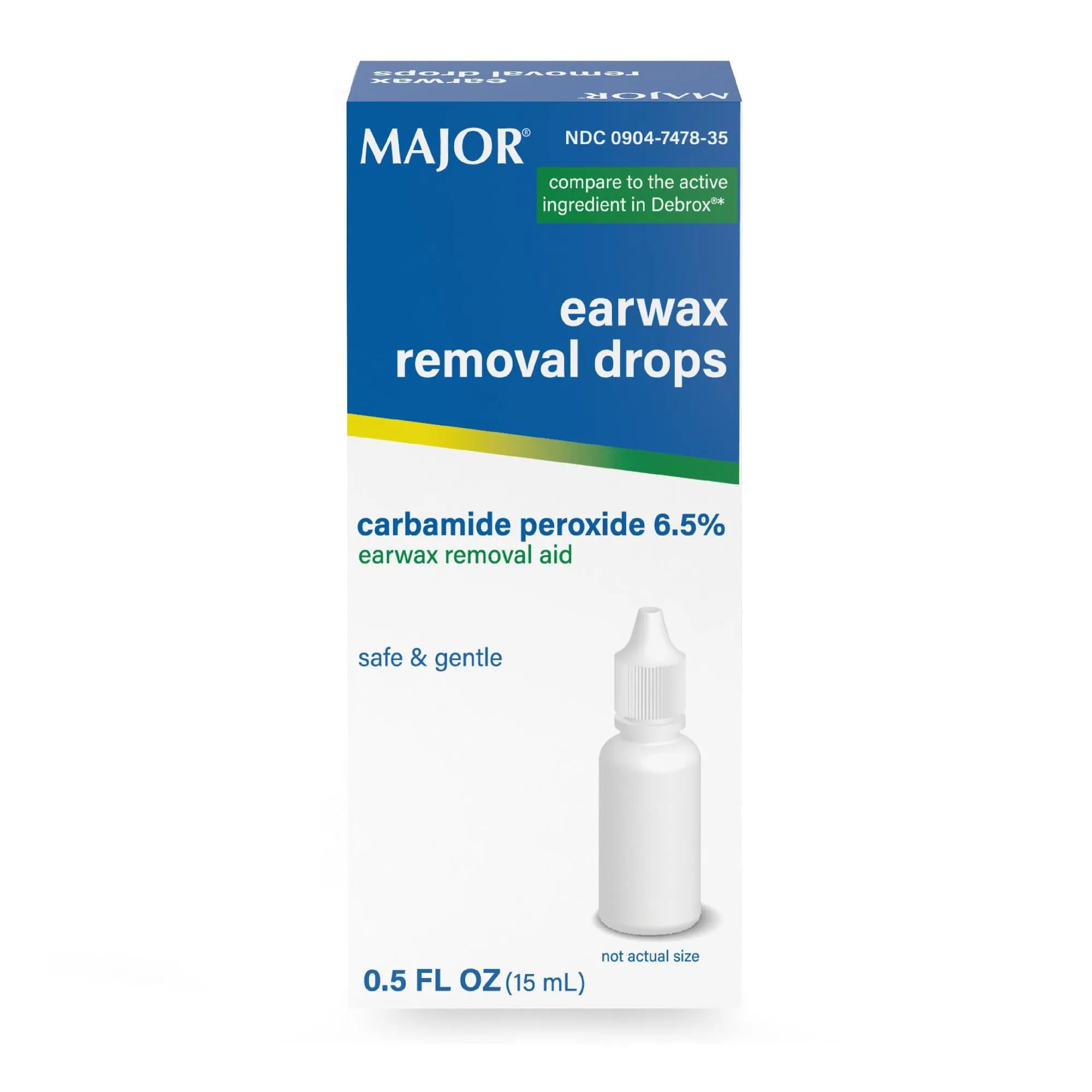 MAJOR Earwax Removal Drops with 6.5% Carbamide Peroxide | Gentle Earwax Softening Aid for Adults & Teens - main product image