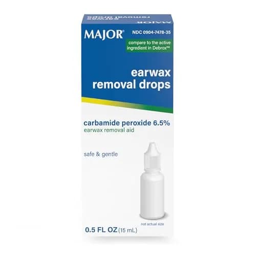 MAJOR Earwax Removal Drops with 6.5% Carbamide Peroxide | Gentle Earwax Softening Aid for Adults & Teens thumbnail 1