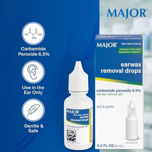 MAJOR Earwax Removal Drops with 6.5% Carbamide Peroxide | Gentle Earwax Softening Aid for Adults & Teens thumbnail 6