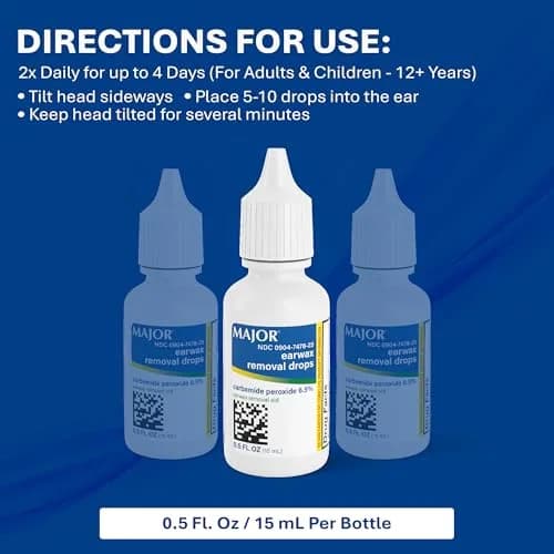 MAJOR Earwax Removal Drops with 6.5% Carbamide Peroxide | Gentle Earwax Softening Aid for Adults & Teens thumbnail 3