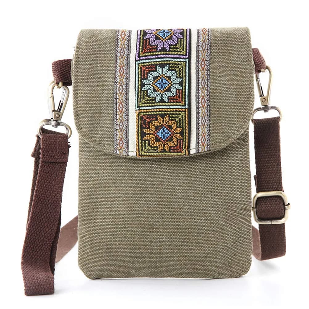 SILKAREA Boho Embroidered Small Crossbody Bag Cell Phone Purse for Women, 20cm (7.9") x 14cm (5.5") | Vintage Ethnic Style - main product image