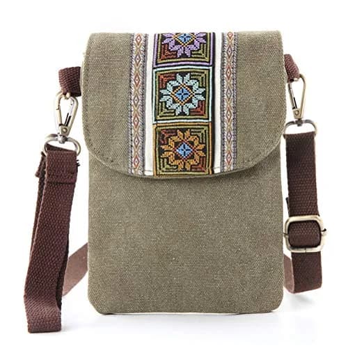 SILKAREA Boho Embroidered Small Crossbody Bag Cell Phone Purse for Women, 20cm (7.9") x 14cm (5.5") | Vintage Ethnic Style thumbnail 1