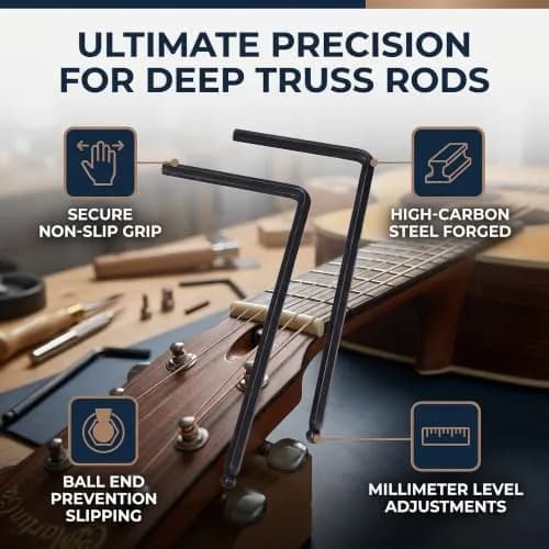 RiToEasysports Guitar Allen Wrench, 2 PCS Rod Allen Wrench Tool 4mm / 5mm Ball End for Acoustic Guitar (Black 4mm) | Durable Steel thumbnail 8