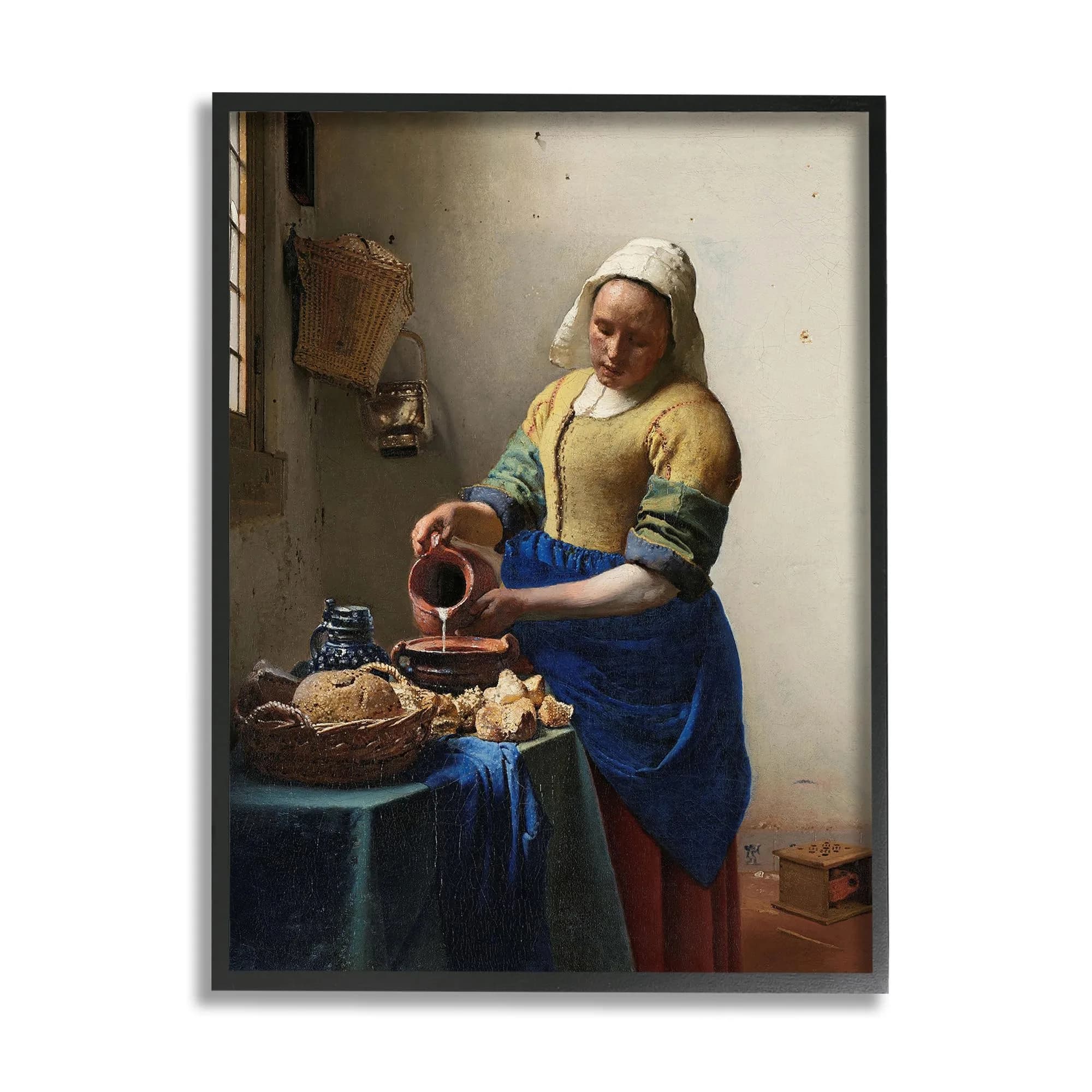 Stupell Industries Vermeer Milkmaid Classical Painting 24 x 30 Inch Framed Giclée Print | Museum Inspired Fine Art — 11 x 14 Inch