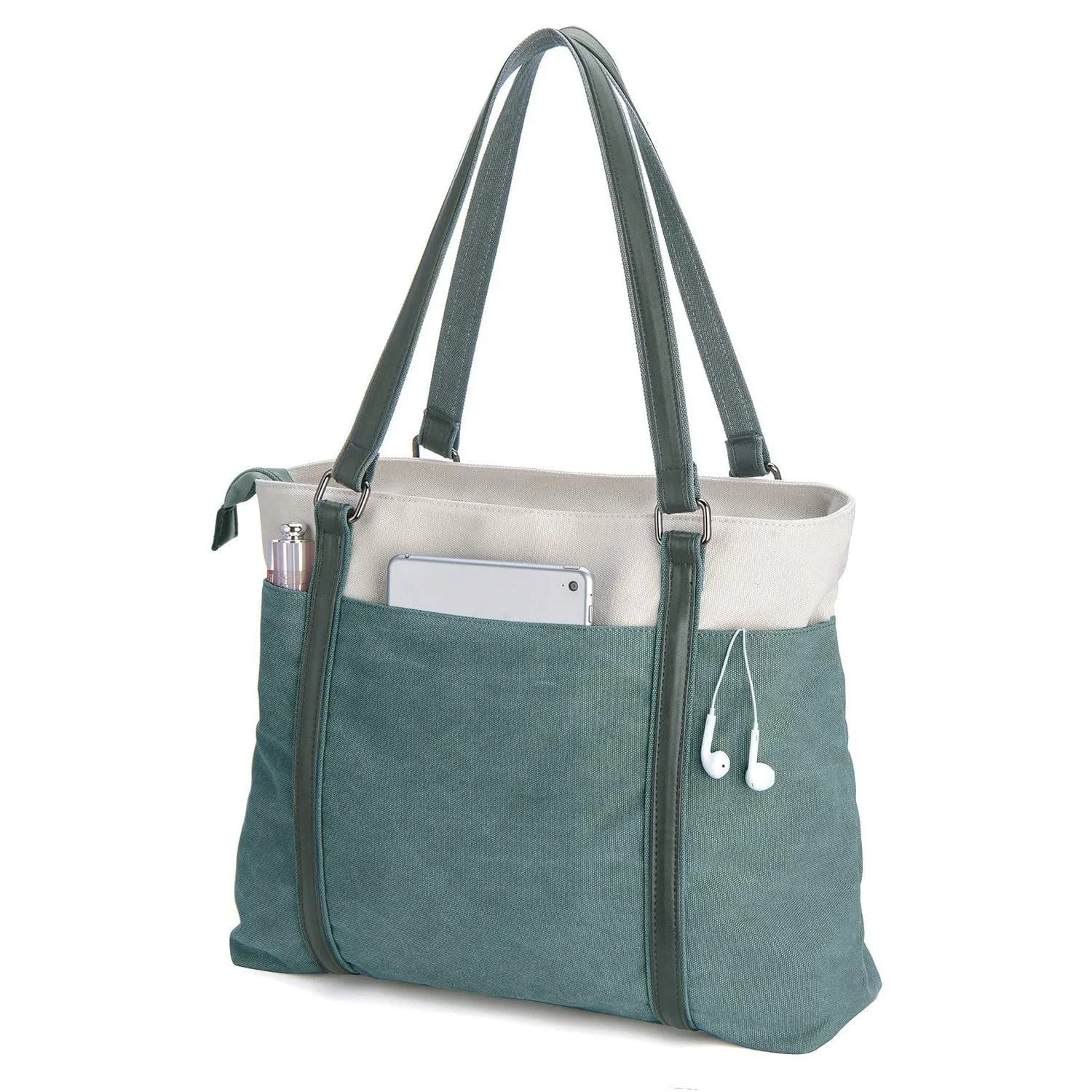 BAG WIZARD Laptop Tote Bag for Women, 15.6 Inch Work Bag with Laptop Compartment and Zipper, Canvas Computer Tote | 39.5 cm (15.6 Inch) Laptop Tote