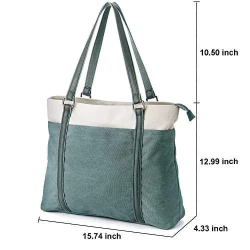 BAG WIZARD Laptop Tote Bag for Women, 15.6 Inch Work Bag with Laptop Compartment and Zipper, Canvas Computer Tote | 39.5 cm (15.6 Inch) Laptop Tote thumbnail 3