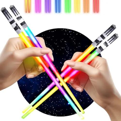 ChopSabers Light Up Lightsaber Chopsticks 2 Pairs (25.4 cm / 10.25 inches) | 8 Color Modes LED thumbnail 1