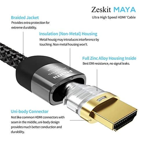 Zeskit Ultra High Speed HDMI 2.1 Cable 6.5ft (2m) | 8K 48Gbps Certified for PS5, Xbox Series X, eARC, VRR thumbnail 4