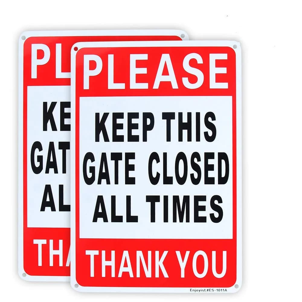 Enjoyist Please Keep This Gate Closed Sign 10" x 7" (2-Pack) | Rust-Free Aluminum, Reflective, Weatherproof