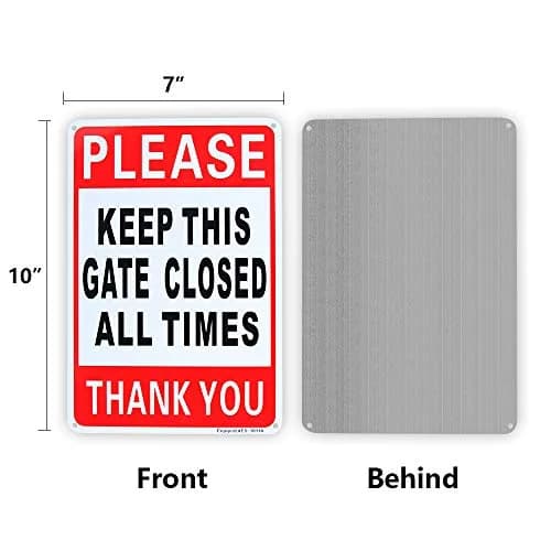 Enjoyist Please Keep This Gate Closed Sign 10" x 7" (2-Pack) | Rust-Free Aluminum, Reflective, Weatherproof thumbnail 2