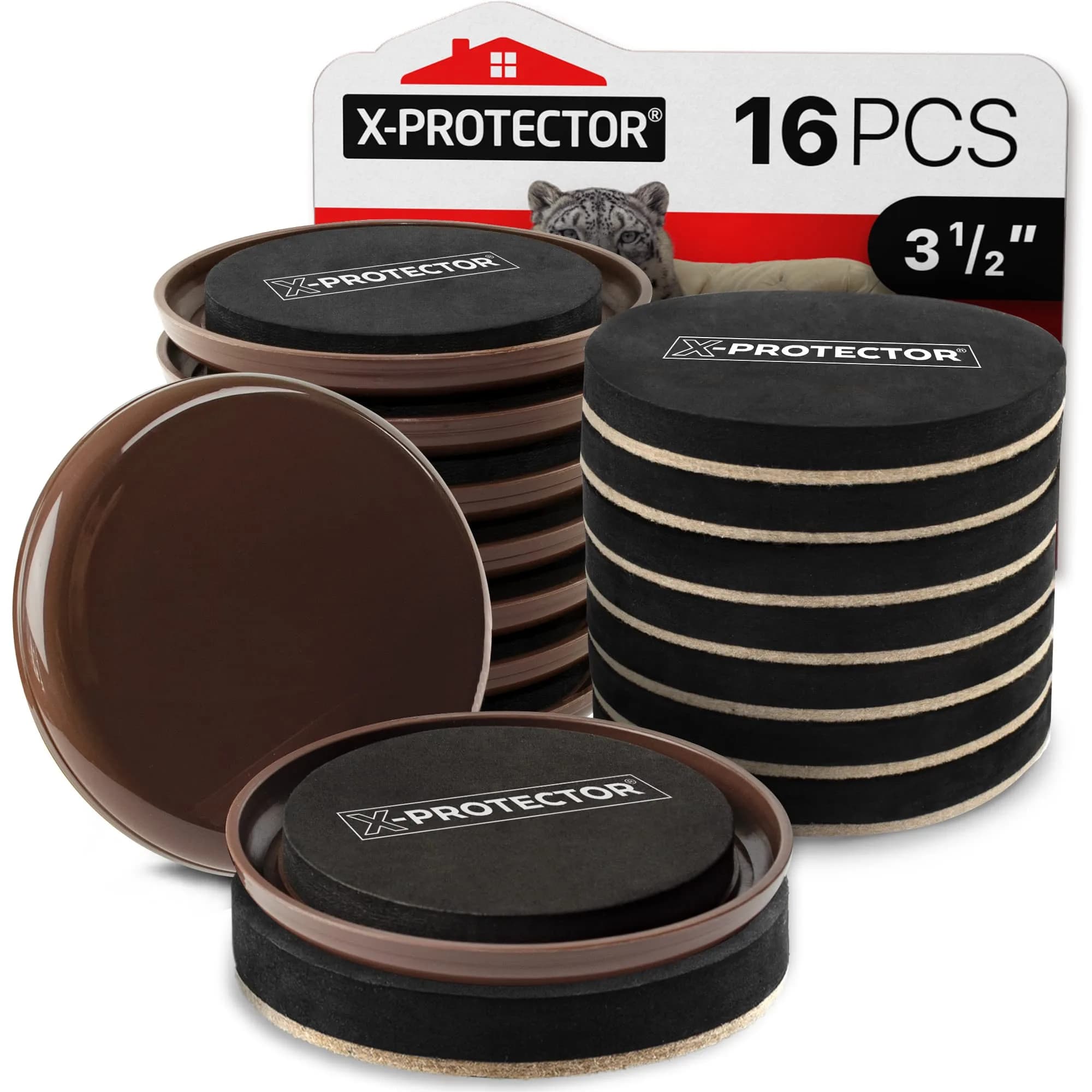 X-Protector Felt Furniture Sliders 16 pcs 3 1/2" | Heavy Duty Hardwood Floor Protectors — 16 PCS 3 1/2 inch (Set For Any Surface)