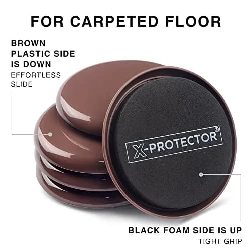 X-Protector Furniture Sliders for Hardwood Floors & Carpets 16 PCS 3 1/2" | Heavy Duty Reusable Moving Pads thumbnail 5