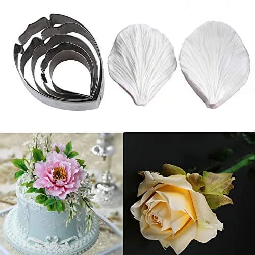 KALAIEN 5pcs Stainless Steel Peony Cutter & Silicone Mold | Fondant Flower Tool for Cake Decor thumbnail 6