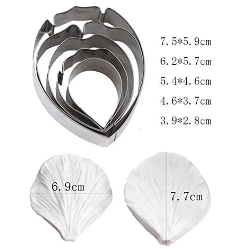 KALAIEN 5pcs Stainless Steel Peony Cutter & Silicone Mold | Fondant Flower Tool for Cake Decor thumbnail 2