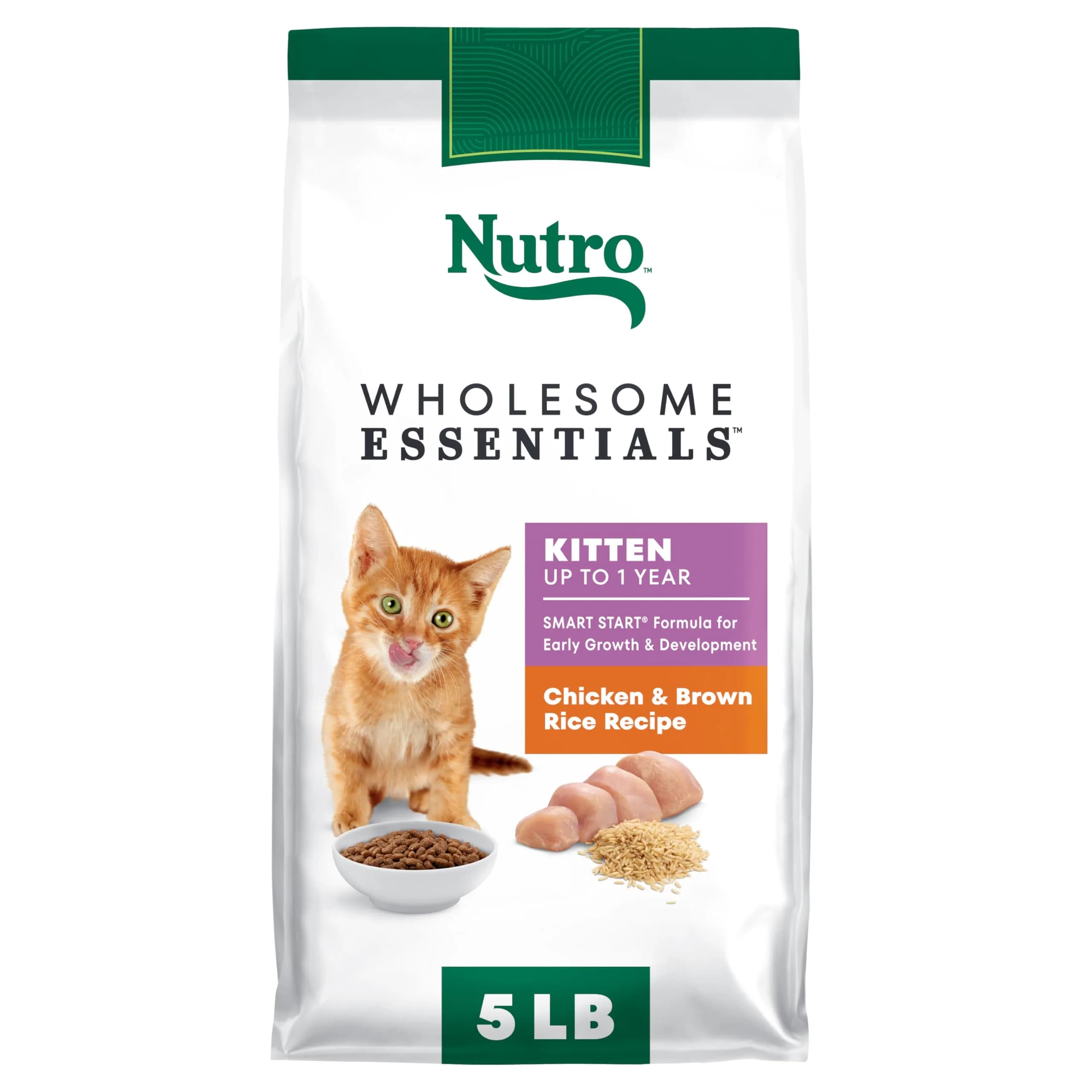Nutro Wholesome Essentials Kitten Dry Cat Food, Chicken & Rice, 5 lb | Balanced Nutrition for Growing Kittens - main product image
