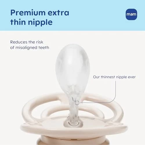 MAM Perfect Baby Pacifier 16+ Months, Extra Thin Nipple, 2 Count | Developed with Orthodontists & Pediatric Dentists thumbnail 2