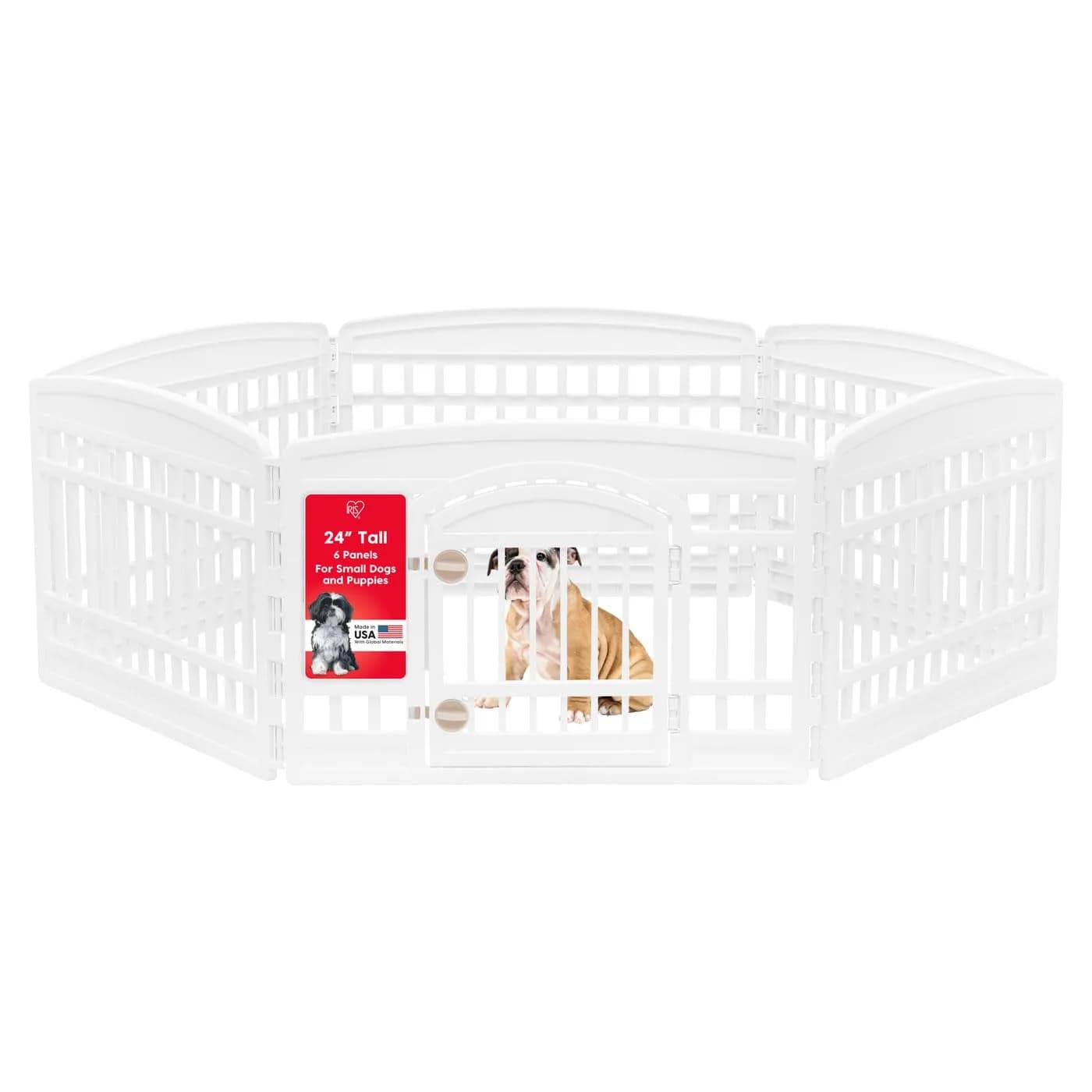 IRIS USA 6-Panel Dog Playpen | 24" Tall, 60" x 60" Indoor/Outdoor Pet Enclosure