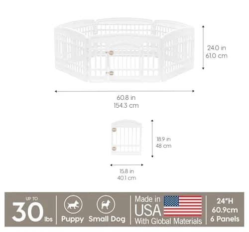 IRIS USA 6-Panel Dog Playpen | 24" Tall, 60" x 60" Indoor/Outdoor Pet Enclosure thumbnail 3