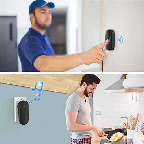 SECRUI Wireless Doorbell Kit with 2 Push Buttons & 1 Receiver | 1000ft Range, 58 Chimes, IP55 Waterproof, Black thumbnail 6