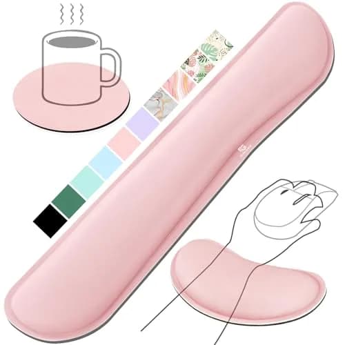 Gimars Pink Wrist Rest Support for Keyboard & Mouse | Ergonomic Memory Foam, Supportive & Durable thumbnail 1