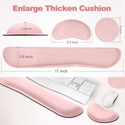 Gimars Pink Wrist Rest Support for Keyboard & Mouse | Ergonomic Memory Foam, Supportive & Durable thumbnail 6