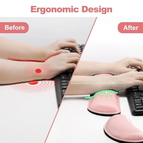 Gimars Pink Wrist Rest Support for Keyboard & Mouse | Ergonomic Memory Foam, Supportive & Durable thumbnail 7