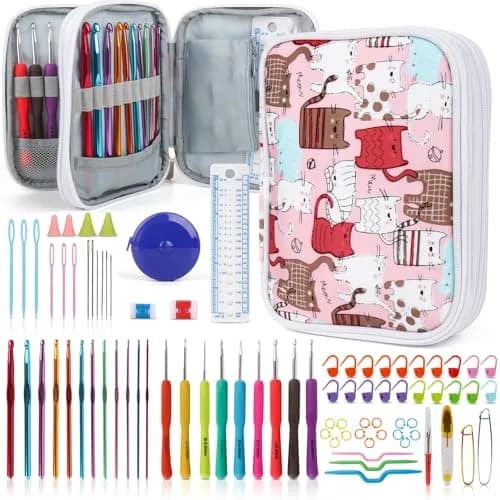 Katech Ergonomic Crochet Hooks Set with Case, 85-Piece | Assorted Sizes 2mm-8mm thumbnail 1