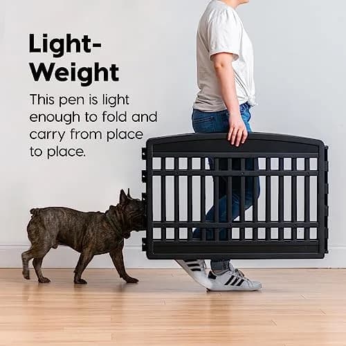 IRIS USA 6-Panel Dog Playpen, Pet Enclosure, Black | Versatile Indoor & Outdoor Pet Yard thumbnail 4