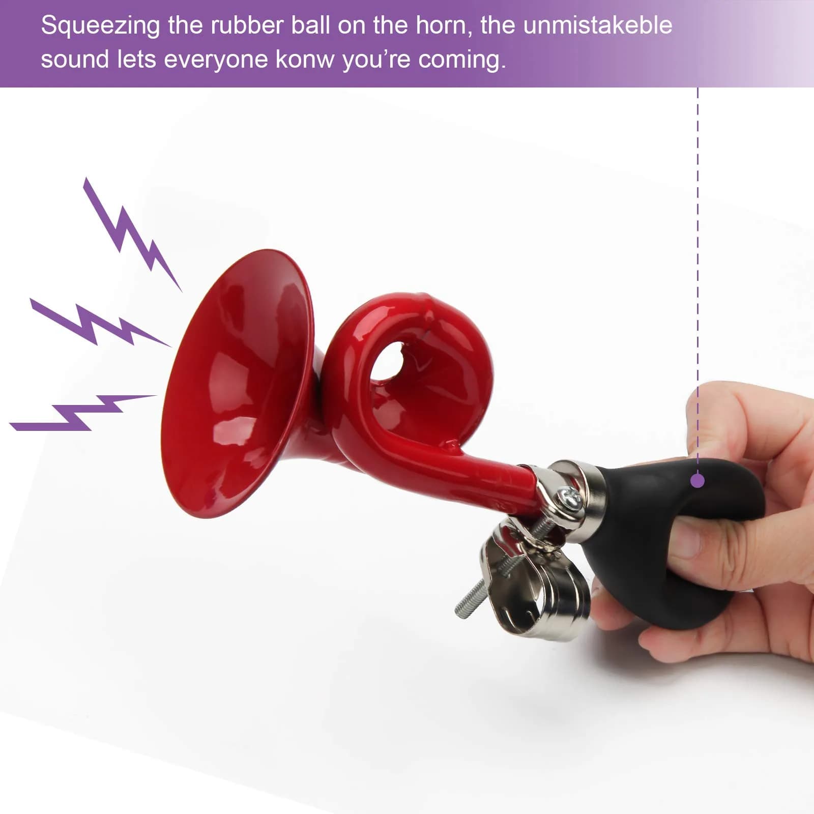 Coolrunner Bugle Horn, Retro Clown Horn, Kids Bike Horn - 18cm (7") Red | Classic Loud Squeaker for Bikes & Scooters - main product image